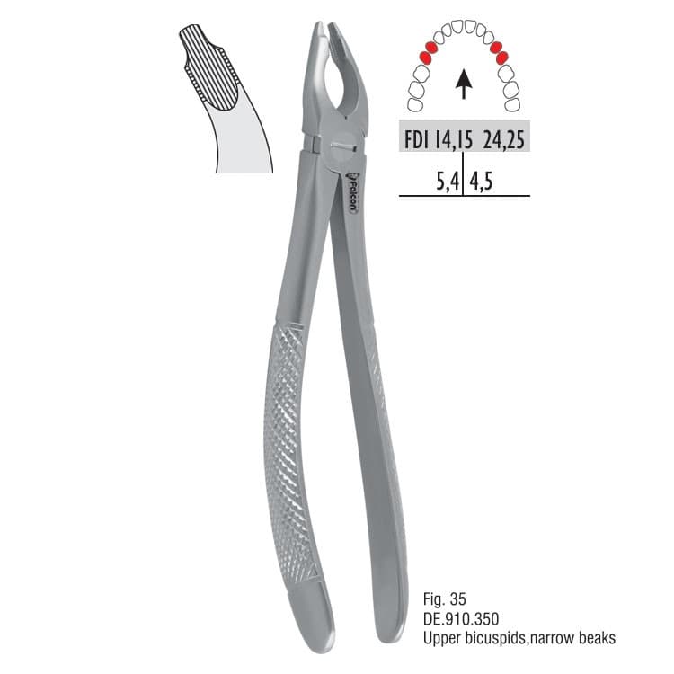 Atramatic extraction forceps notched beaks fig. 35 – oficiali Falcon Medical produkto nuotrauka