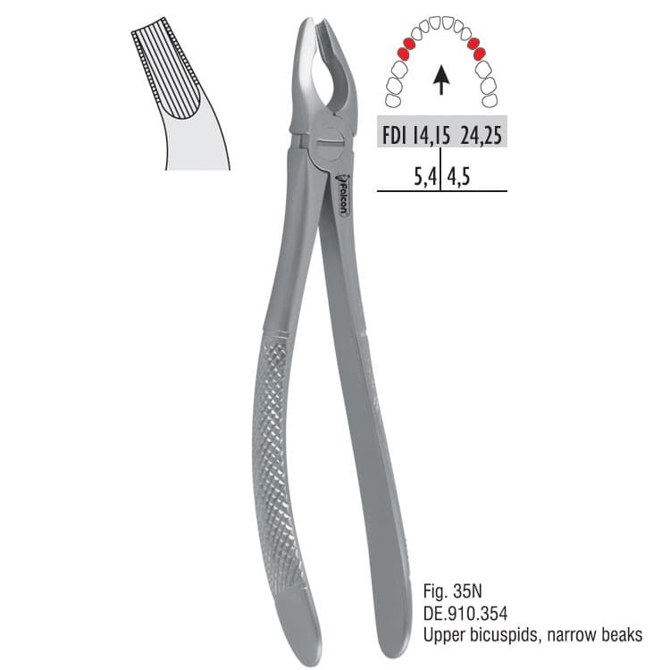 Atramatic extraction forceps tapered beaks fig. 35N – oficiali Falcon Medical produkto nuotrauka
