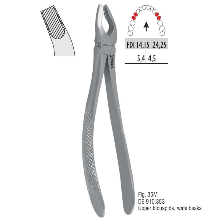 Atramatic extraction forceps tapered beaks fig. 35M – oficiali Falcon Medical produkto nuotrauka