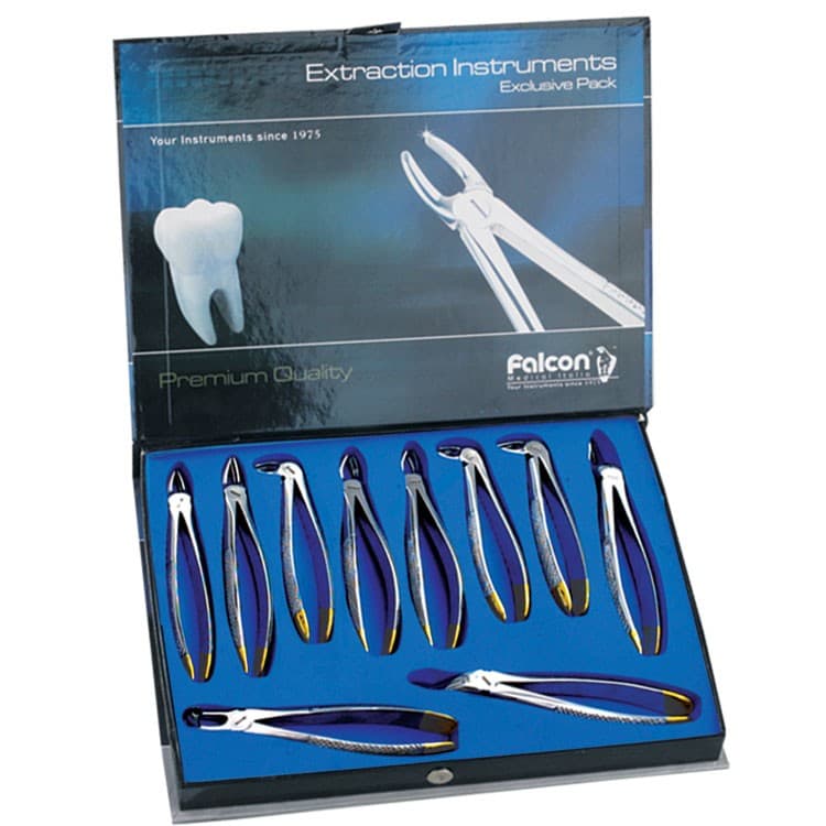 Diamond-Grip Extracting forceps European Pattern set of 10 – oficiali Falcon Medical produkto nuotrauka