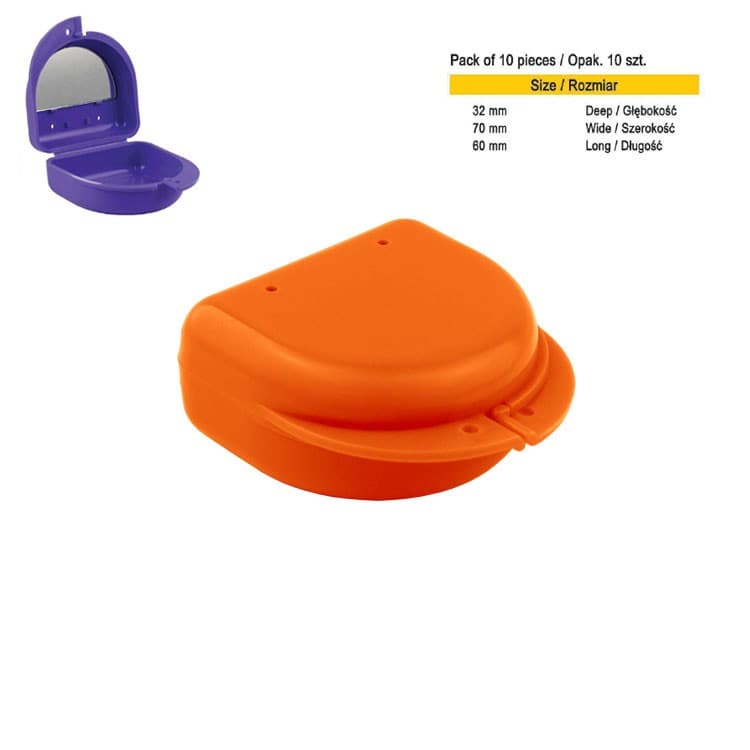 Retainer cases classic with mirror midi orange (Pack of 10 pieces) – oficiali Falcon Medical produkto nuotrauka
