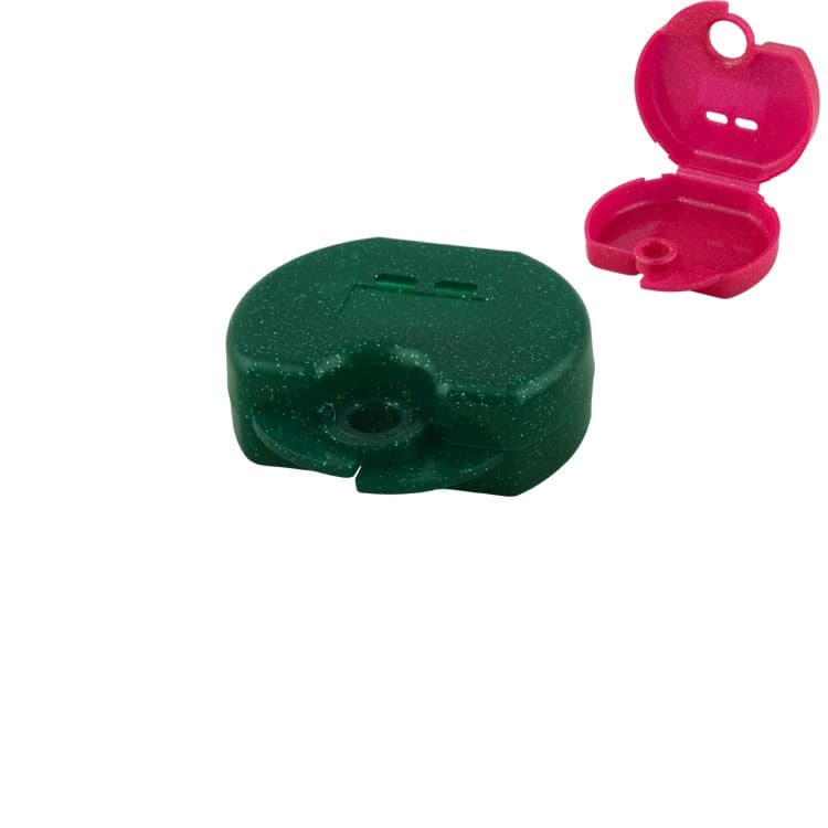 Retainer cases Euro mini sparkle green, 31 x 76 x 64mm (Pack of 10 pieces) – oficiali Falcon Medical produkto nuotrauka