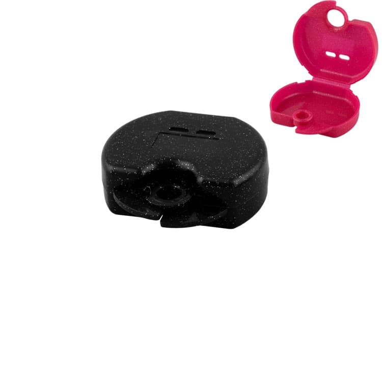 Retainer cases Euro mini sparkle black, 31 x 76 x 64mm (Pack of 10 pieces) – oficiali Falcon Medical produkto nuotrauka