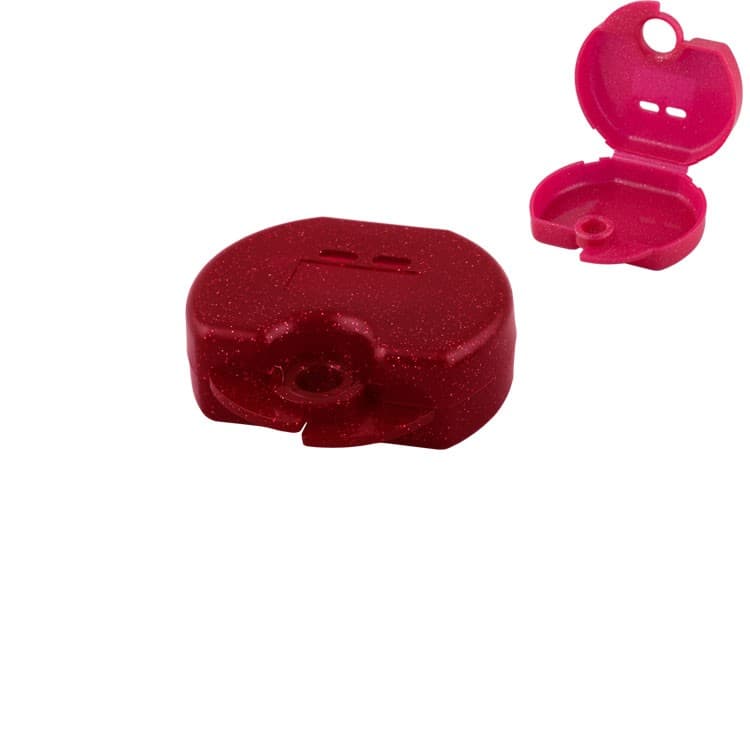 Retainer cases Euro mini sparkle red, 31 x 76 x 64mm (Pack of 10 pieces) – oficiali Falcon Medical produkto nuotrauka