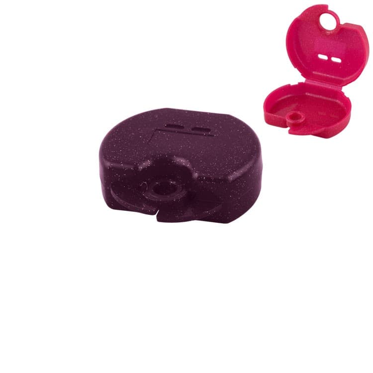 Retainer cases Euro mini sparkle purple, 31 x 76 x 64mm (Pack of 10 pieces) – oficiali Falcon Medical produkto nuotrauka