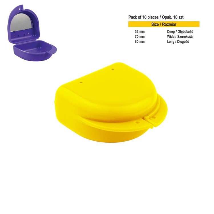 Retainer cases classic with mirror midi yellow (Pack of 10 pieces) – oficiali Falcon Medical produkto nuotrauka