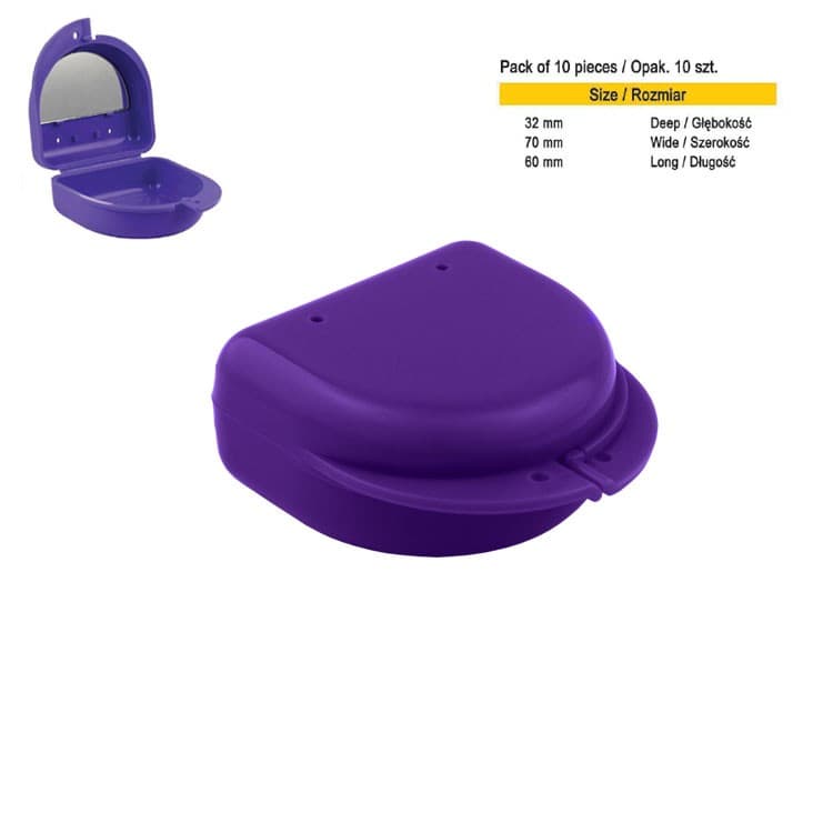 Retainer cases classic with mirror midi violet (Pack of 10 pieces) – oficiali Falcon Medical produkto nuotrauka