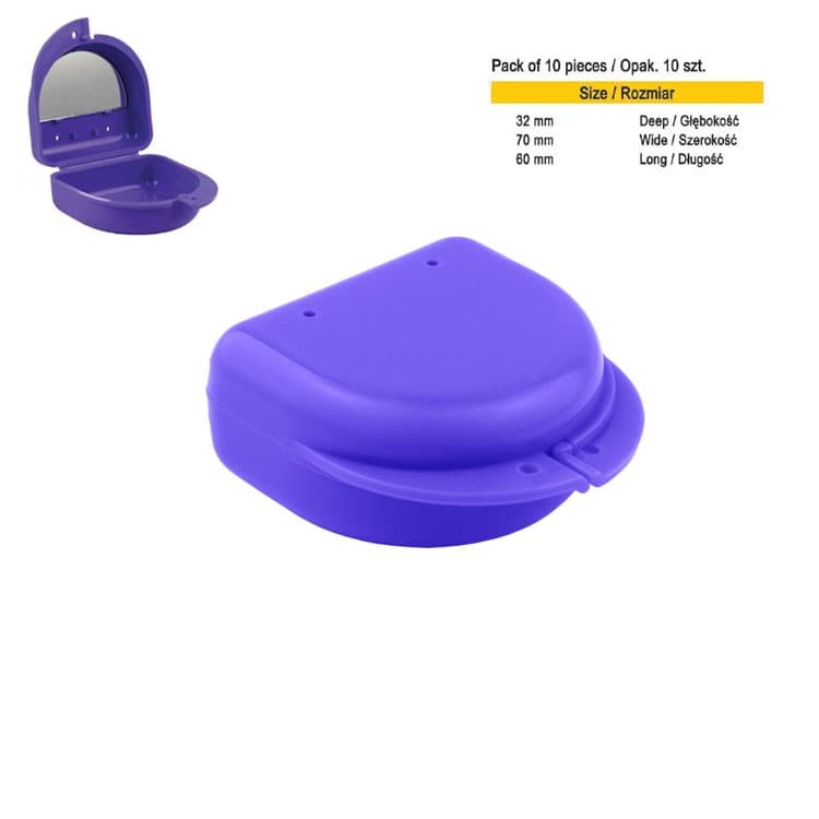 Retainer cases classic with mirror midi purple (Pack of 10 pieces) – oficiali Falcon Medical produkto nuotrauka