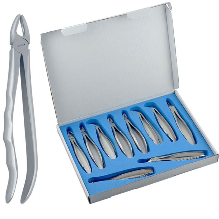 Extracting forceps with anatomical handle set of 10 – oficiali Falcon Medical produkto nuotrauka