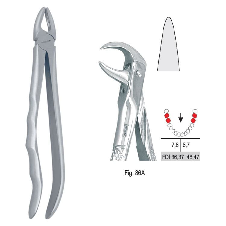 Extracting forceps with anatomical handle fig. 86A – oficiali Falcon Medical produkto nuotrauka