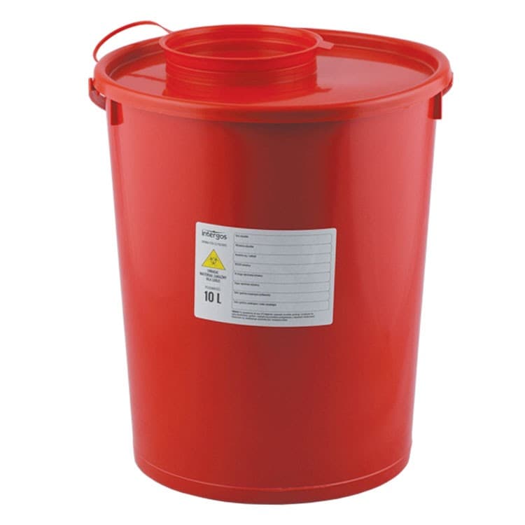 Disposable medical sharp waste container, 10L – oficiali Falcon Medical produkto nuotrauka