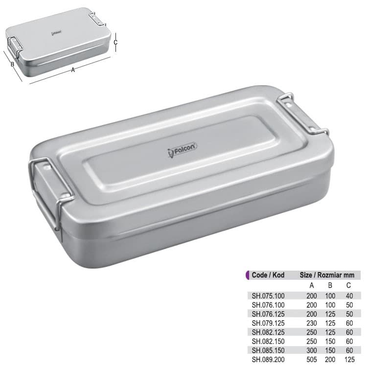 Instruments box with lock 200x100x50mm – oficiali Falcon Medical produkto nuotrauka