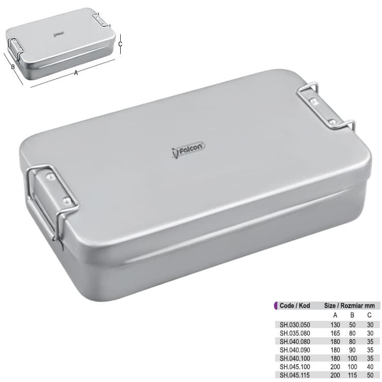 Instruments box with lock 200x115x50mm – oficiali Falcon Medical produkto nuotrauka