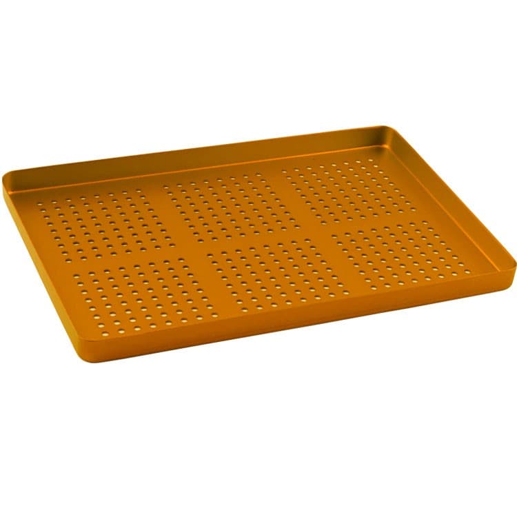 Instrument tray maxi aluminum perforated 284x183x17mm golden – oficiali Falcon Medical produkto nuotrauka