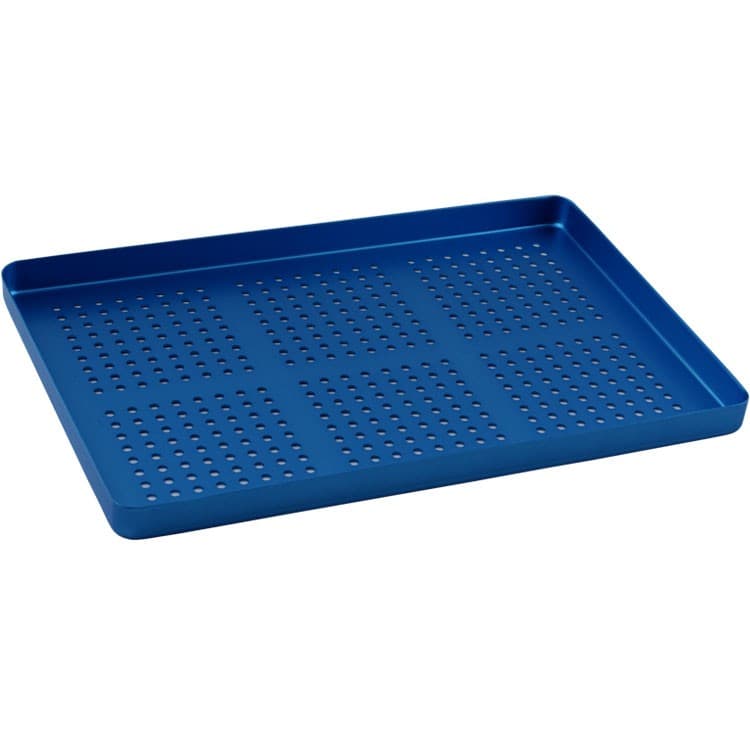Instrument tray maxi aluminum perforated 284x183x17mm blue – oficiali Falcon Medical produkto nuotrauka