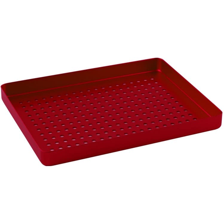Instrument tray midi aluminum perforated 180x140x17mm red – oficiali Falcon Medical produkto nuotrauka