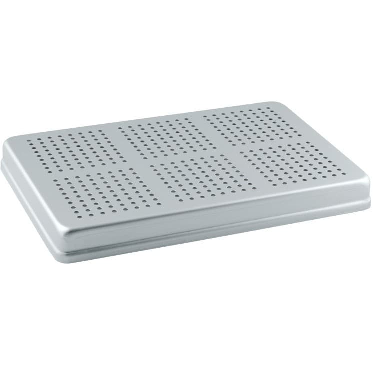 Perforated cover for maxi trays, aluminum silver 288x187x29mm – oficiali Falcon Medical produkto nuotrauka