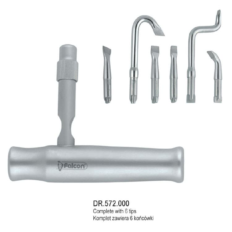 Crown remover / spreader set with six inserts – oficiali Falcon Medical produkto nuotrauka