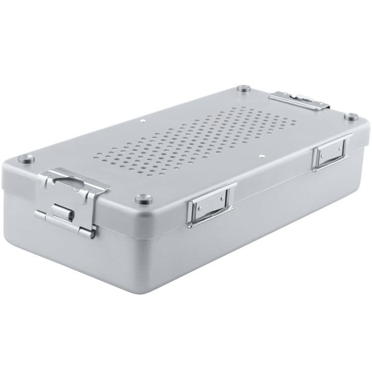 Container mini complete with perforated lid + non perforated bottom, 285x135x60mm, silver – oficiali Falcon Medical produkto nuotrauka