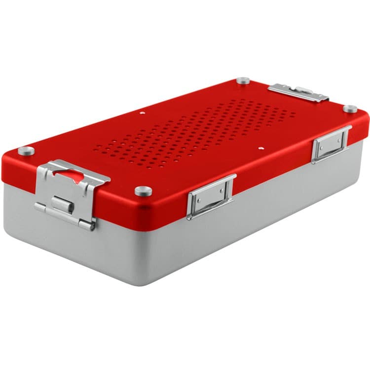 Container mini complete with perforated lid + non perforated bottom, 285x135x60mm, red – oficiali Falcon Medical produkto nuotrauka