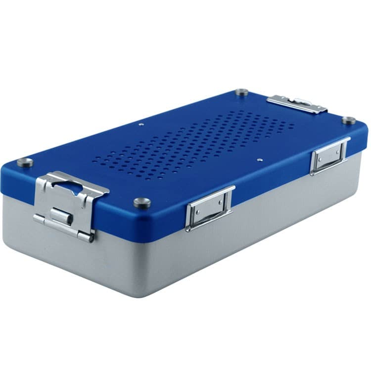 Container mini complete with perforated lid + perforated bottom, 285x135x60mm, blue – oficiali Falcon Medical produkto nuotrauka