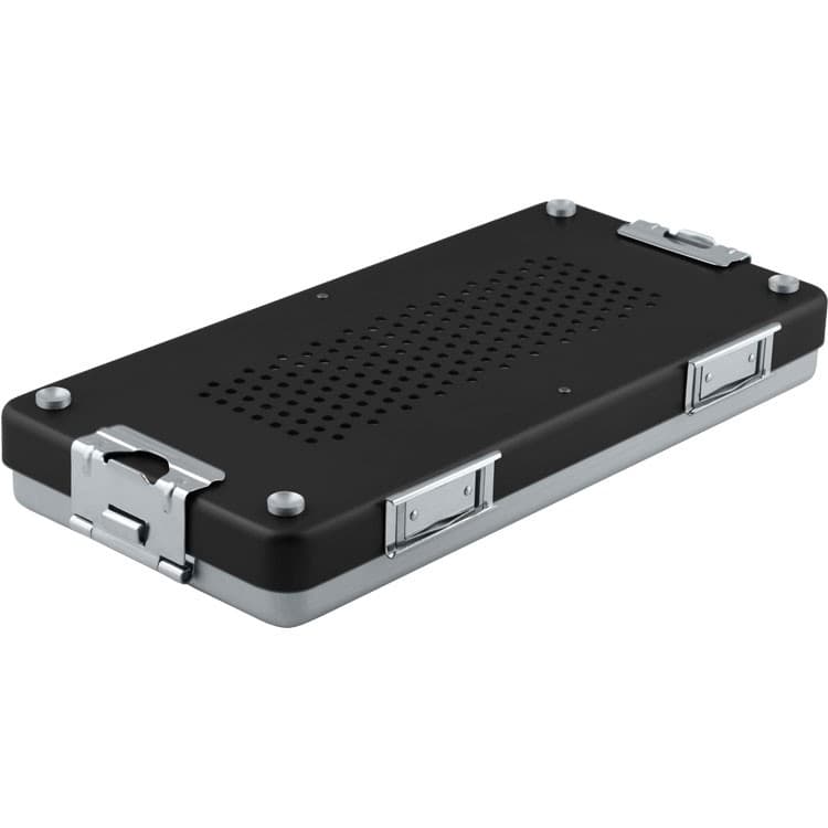 Container mini complete with perforated lid + non perforated bottom, 285x135x35mm, black – oficiali Falcon Medical produkto nuotrauka