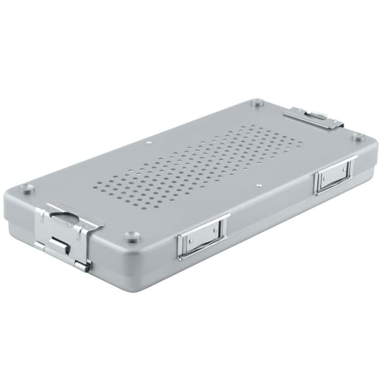 Container mini complete with perforated lid + perforated bottom, 285x135x35mm, silver – oficiali Falcon Medical produkto nuotrauka