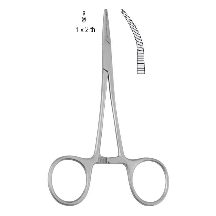 Forceps artery Halsted Mosquito 1x2th curved 125mm – oficiali Falcon Medical produkto nuotrauka