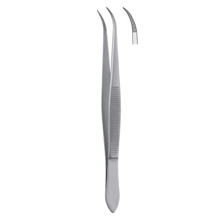 Forceps splinter Falcon serrated curved 115mm – oficiali Falcon Medical produkto nuotrauka