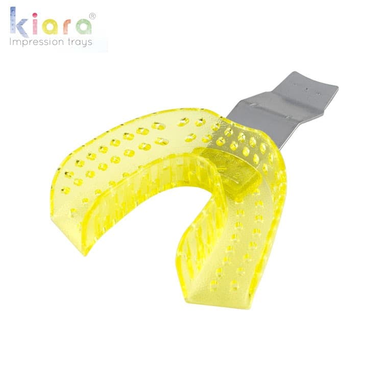 DENTALINE disposable impression trays dentate lower large fig. 12 (Transparent Yellow) (Pack of 25) – oficiali Falcon Medical produkto nuotrauka