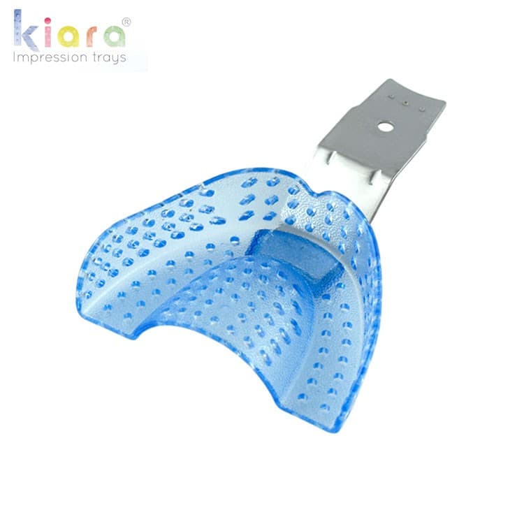 DENTALINE disposable impression trays dentate upper medium fig. 13 (Transparent light Blue) (Pack of 25) – oficiali Falcon Medical produkto nuotrauka