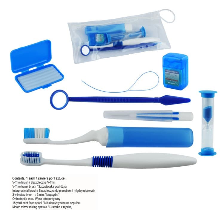 Orthodontic care kit in clear pouch, Blue – oficiali Falcon Medical produkto nuotrauka