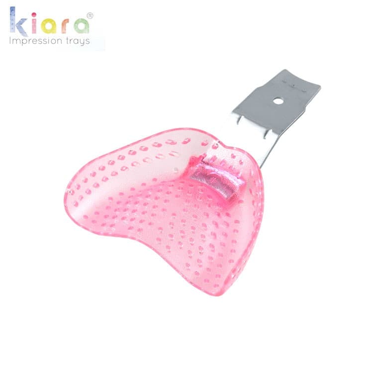 DENTALINE disposable impression trays edentulous upper deep fig. 3 (Transparent pink) (Pack of 25) – oficiali Falcon Medical produkto nuotrauka
