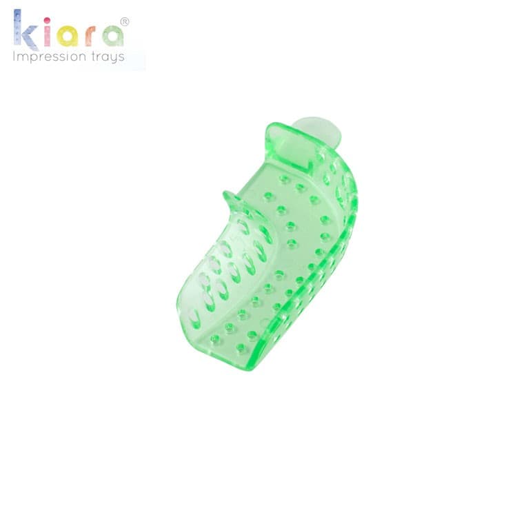 DENTALINE disposable impression trays partial dentate upper right/lower left fig. 22 (Transparent Green) (Pack of 25) – oficiali Falcon Medical produkto nuotrauka