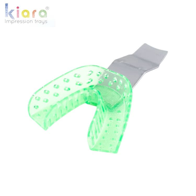 DENTALINE disposable impression trays dentate-ortho lower small fig. 18 (Transparent Green) (Pack of 25) – oficiali Falcon Medical produkto nuotrauka