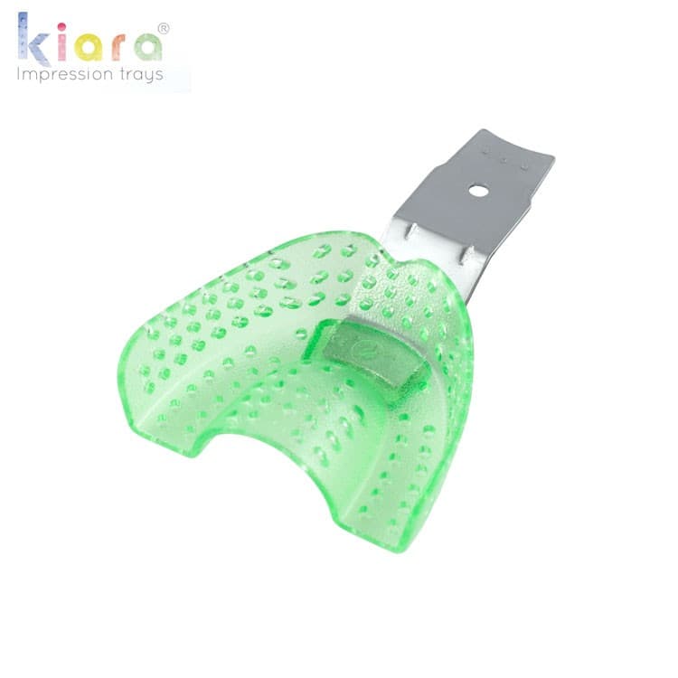 DENTALINE disposable impression trays dentate-ortho upper small fig. 17 (Transparent Green) (Pack of 25) – oficiali Falcon Medical produkto nuotrauka