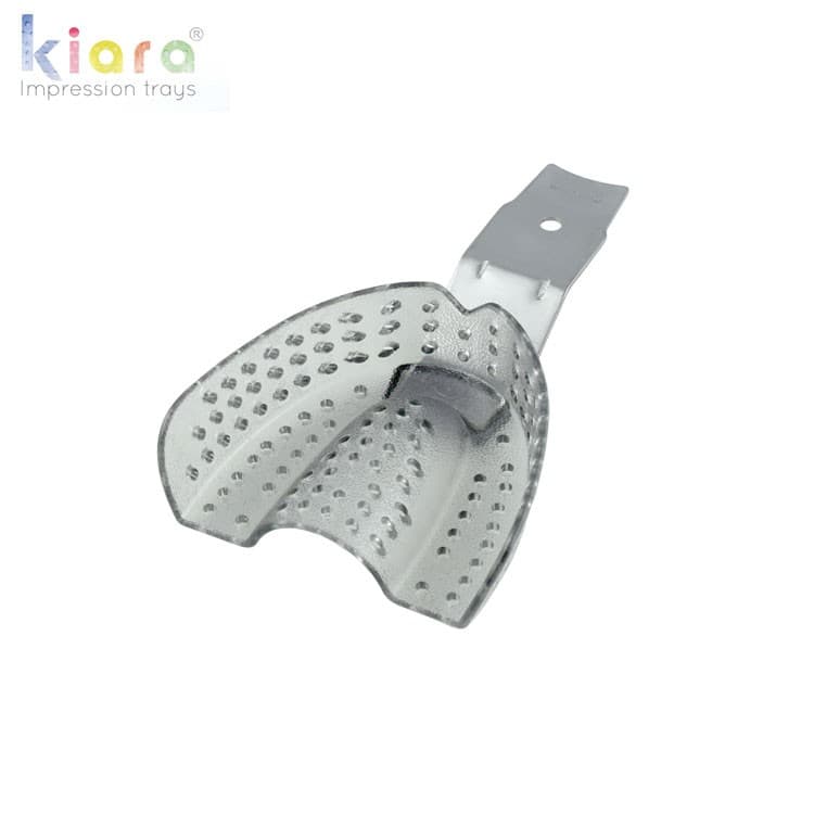 DENTALINE disposable impression trays dentate-ortho upper medium fig. 15 (Transparent Light Grey) (Pack of 25) – oficiali Falcon Medical produkto nuotrauka