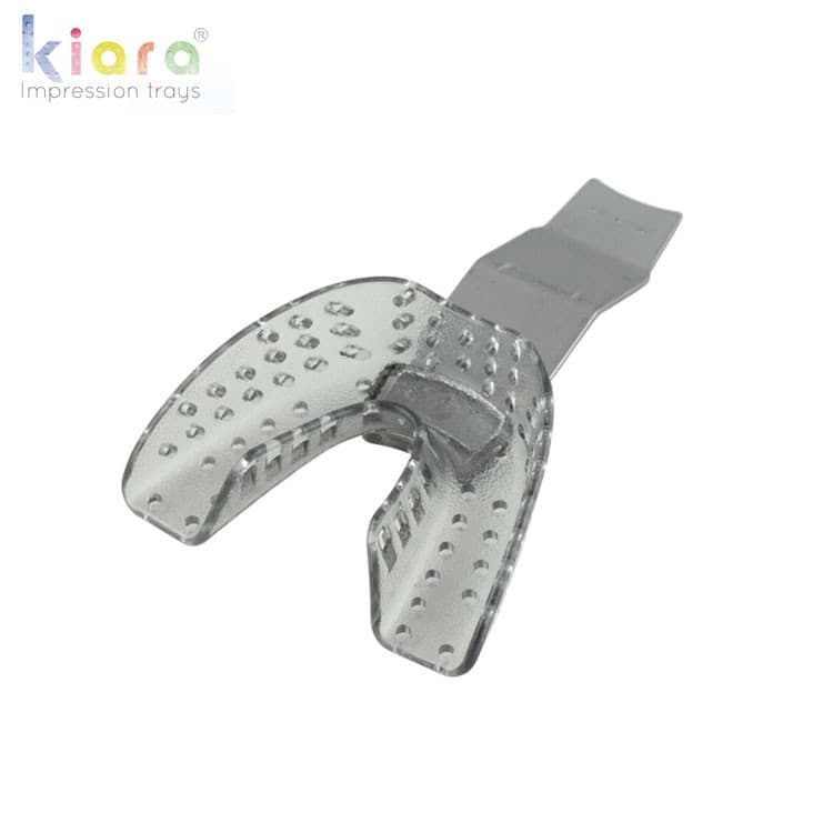 DENTALINE disposable impression trays dentate-ortho lower medium fig. 16 (Transparent Light Grey) (Pack of 25) – oficiali Falcon Medical produkto nuotrauka