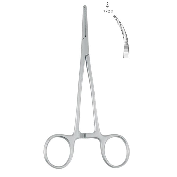 Forceps artery Christophe 1x2th curved 160mm – oficiali Falcon Medical produkto nuotrauka