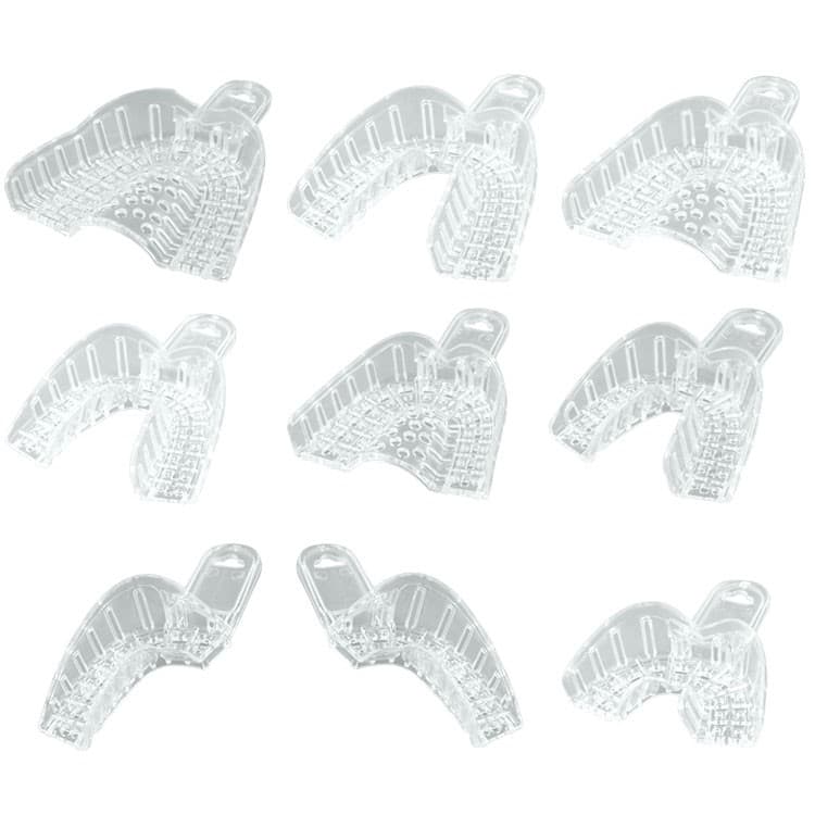 DENTALINE Disposable Impression trays transparent assorted (Pack of 9 pieces) – oficiali Falcon Medical produkto nuotrauka