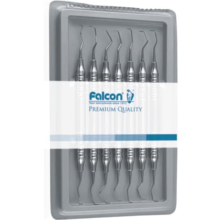 Classic-Lite Curettes Gracey set of 7 (fig. 1/2 to fig. 13/14) – oficiali Falcon Medical produkto nuotrauka