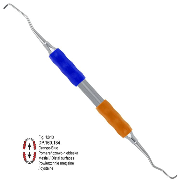 Soft-Line Curette Gracey de fig. 12/13 (Orange/Blue) – oficiali Falcon Medical produkto nuotrauka