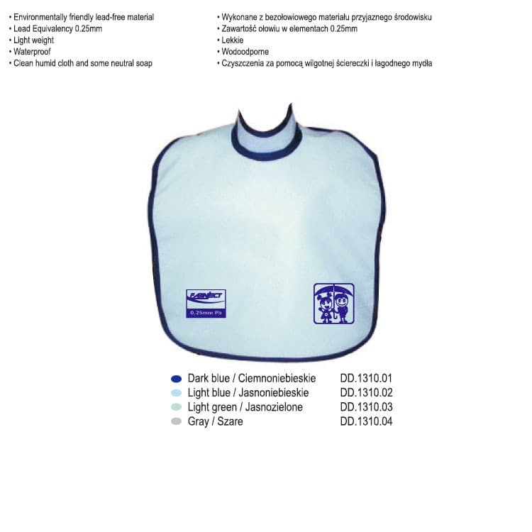 X ray aprons for child 0.25mm Pb, light blue – oficiali Falcon Medical produkto nuotrauka