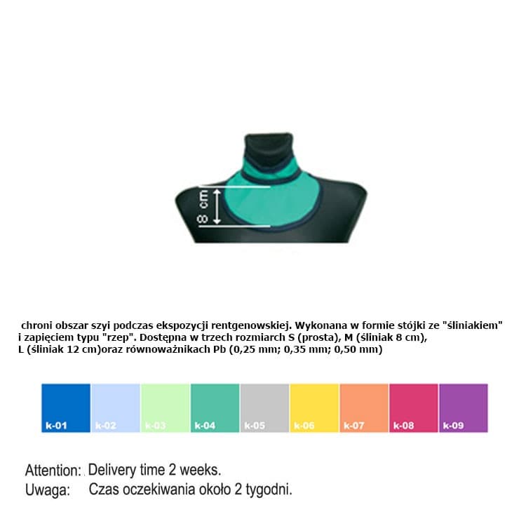 Thyroid protection collar AT size L 12cm, 0.50mm Pb – oficiali Falcon Medical produkto nuotrauka