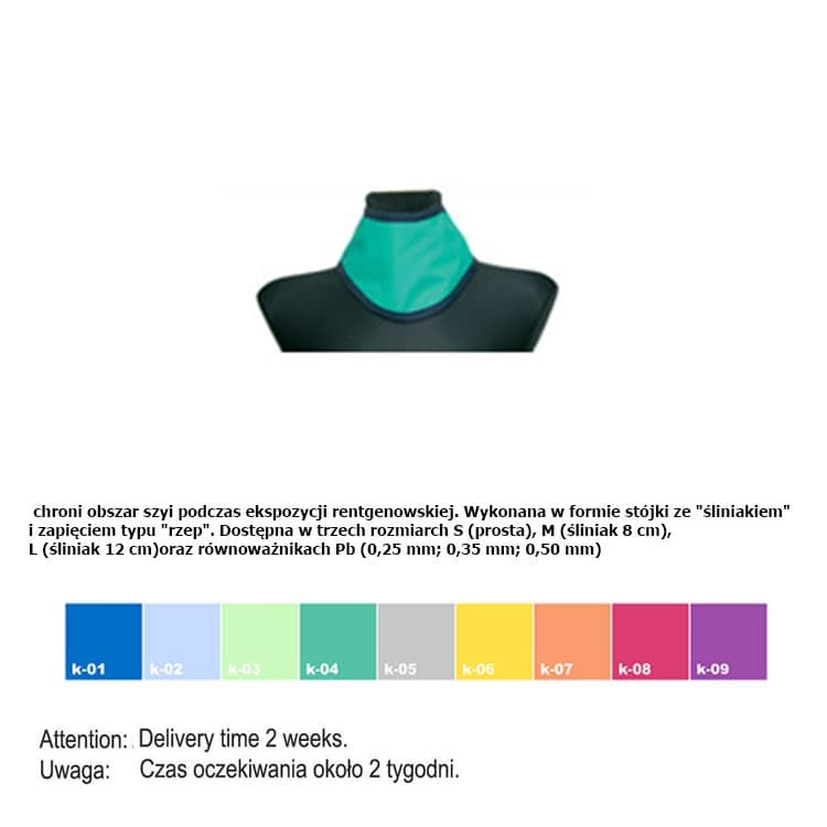 Thyroid protection collar AT size S, 13 x 60 cm, 0.35mm Pb – oficiali Falcon Medical produkto nuotrauka