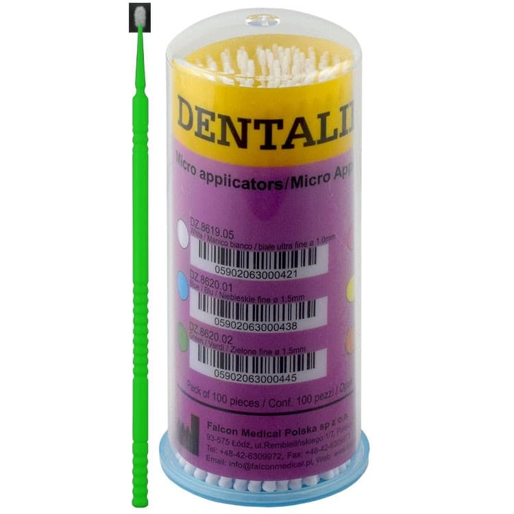 DENTALINE Bendable applicators green fine ø 1.5mm (Pack of 100 pieces) – oficiali Falcon Medical produkto nuotrauka