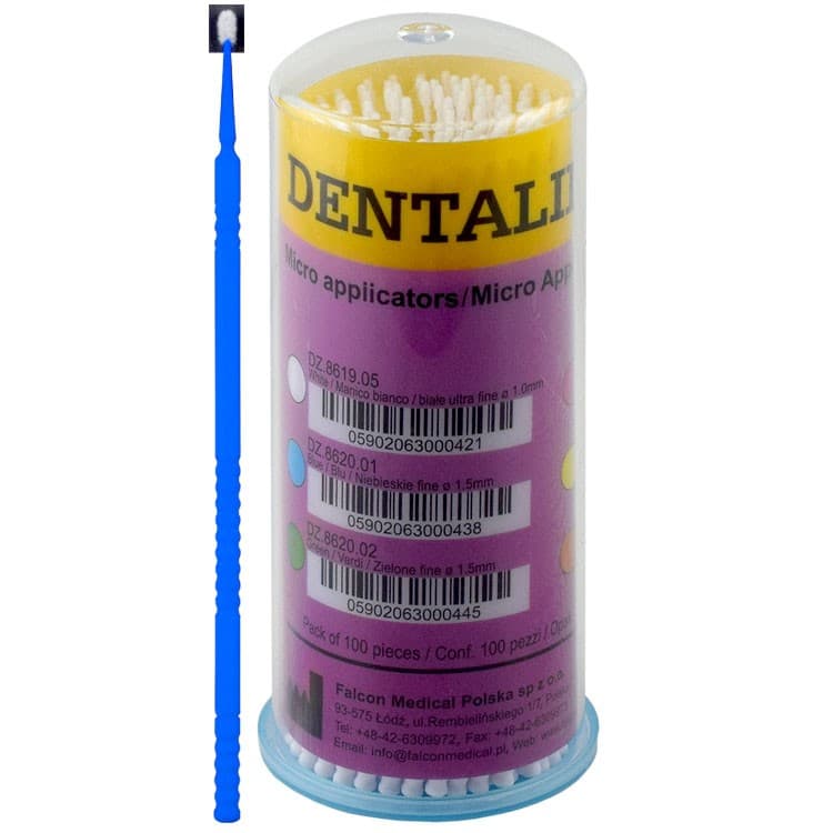 DENTALINE Bendable applicators blue fine ø 1.5mm (Pack of 100 pieces) – oficiali Falcon Medical produkto nuotrauka