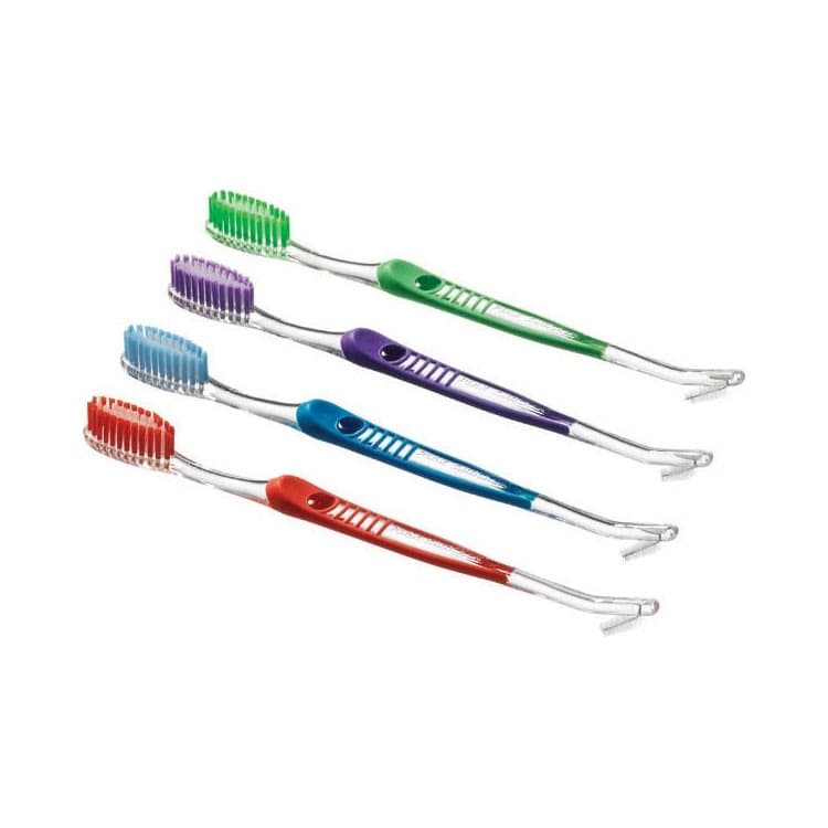 Orthodontic dual-head V-Trim toothbrush red – oficiali Falcon Medical produkto nuotrauka
