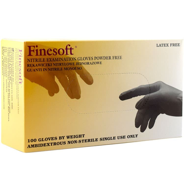 Finesoft Nitrile gloves black, powder free size XS (box of 100 gloves) – oficiali Falcon Medical produkto nuotrauka