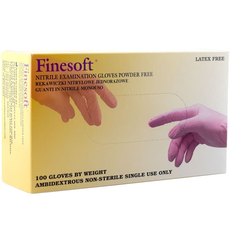 Finesoft Nitrile gloves Pink powder free size XS (box of 100 gloves) – oficiali Falcon Medical produkto nuotrauka